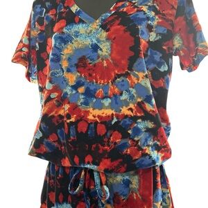 Brand new V-neck Cotton Spandex tie dye top and jogger